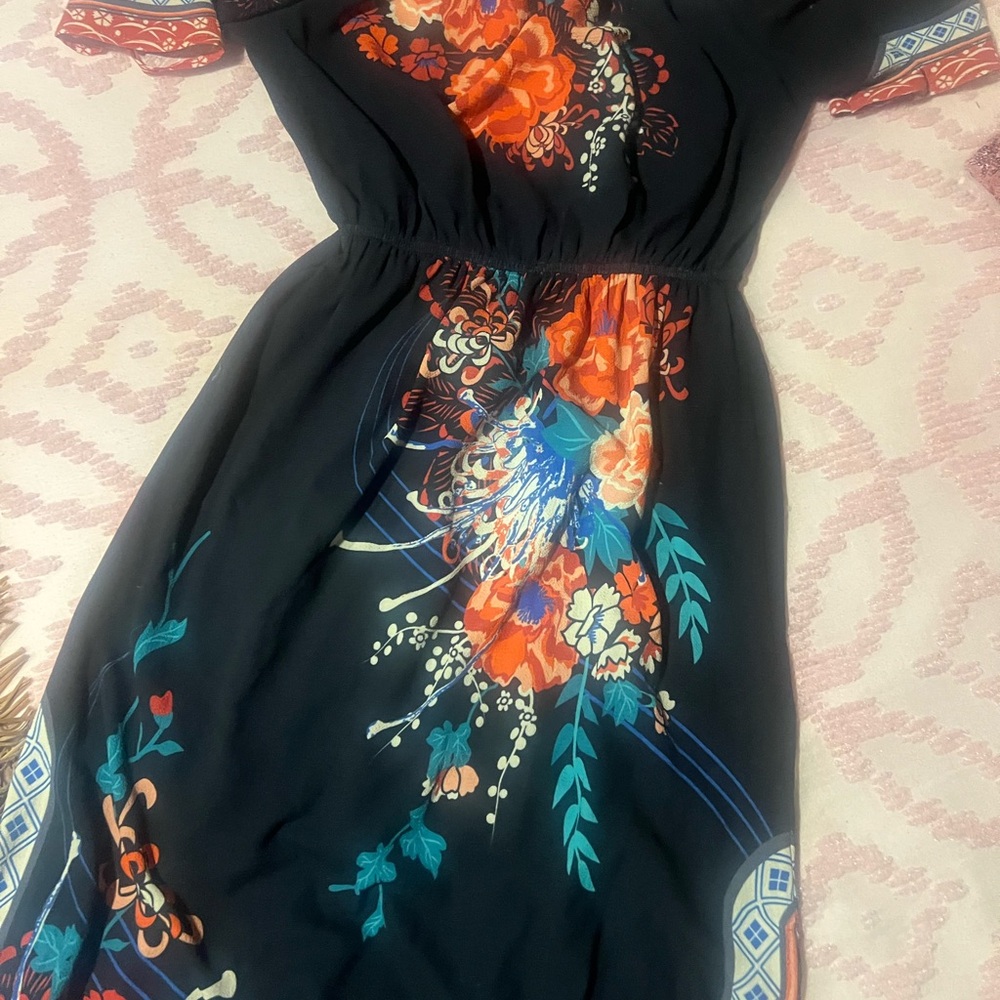 Flying Tomato Orange and Blue Sleeveless Maxi Sundress